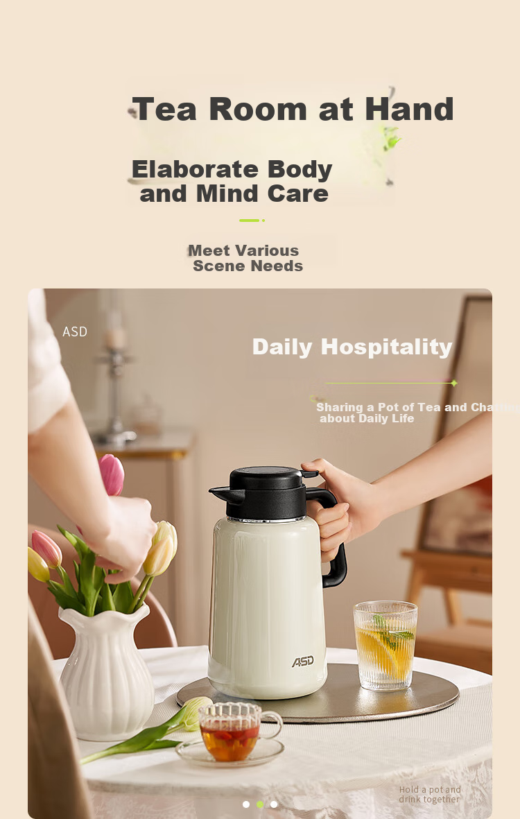 ASD Insulated Bottle, Large Capacity for Home Use, 316L Stainless Steel Inner Liner, Vacuum Thermal Water Kettle, Thermos Flask, 1.8 Liter, Xingyun White 9