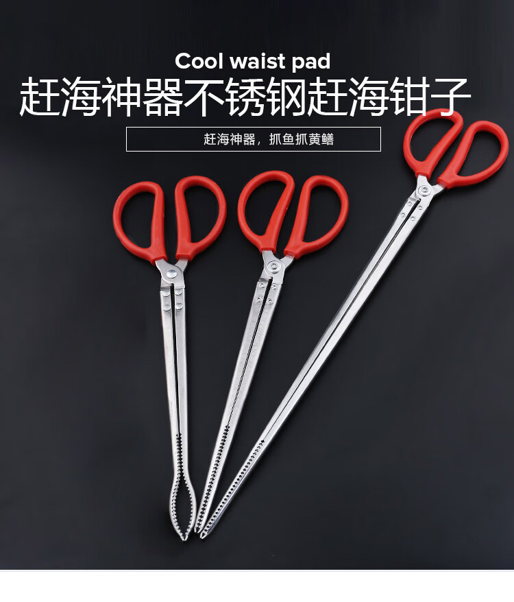 乐往 赶海神器弯口钳子赶海工具夹子38cm不锈钢泥鳅钳黄鳝钳拾物器