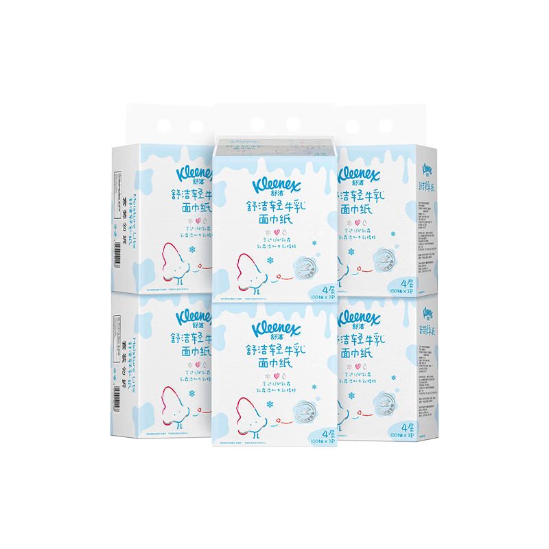 Kleenex Facial Tissues, 4-Ply, 100 Sheets*18 Packs, Moisturizing Paper, Baby Soft Tissues, Suitable for Rhinitis And Sensitive Ski