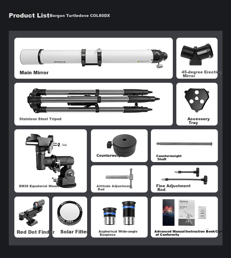 BOSMA Tianchen 90DX Evolution Edition Astronomical Telescope, Professional High-Magnification High-Definition Large-Aperture Telescope for Children's Science Education And Stargazing Beginners 24
