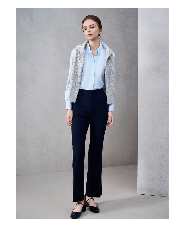 G2000 Women's Long Sleeve Modal Stretch Shirt with Complimentary Necklace, Four-Season Mall Style 12