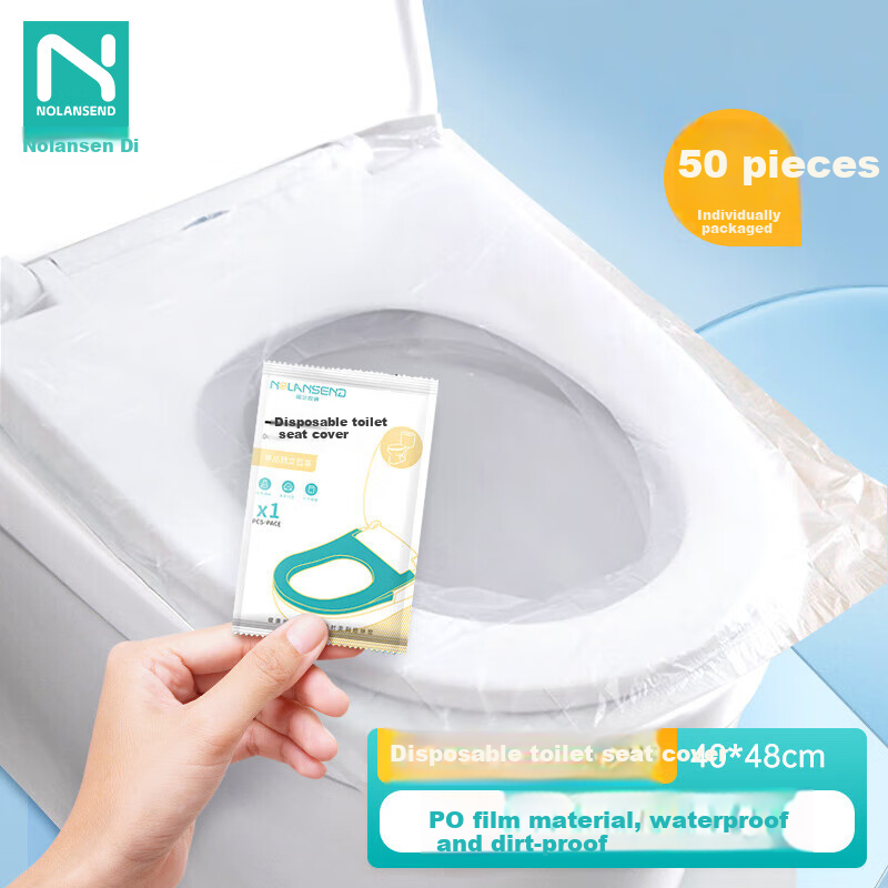NOLANSEND Disposable Toilet Seat Covers, PO Film Insertable Toilet Seat Pads, Waterproof And Hygienic for Hotels And Travel, Pack of 50