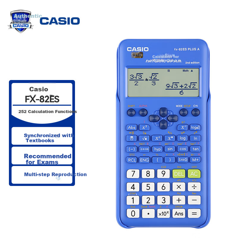 Casio FX-82ES PLUS A-2 Scientific Calculator with Functions for Students' Exams, Daily Learning, Suitable for College, High School And Middle School Students