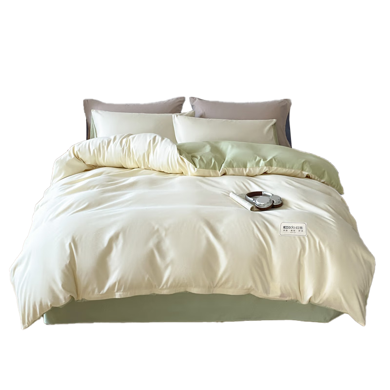 Hodo Student Dormitory Three-Piece Set for 0.9/1.2 Meter Bed, Bedding Including Sheet And Duvet Cover, Dormitory Bedding Set, 150*200cm, White And Gree