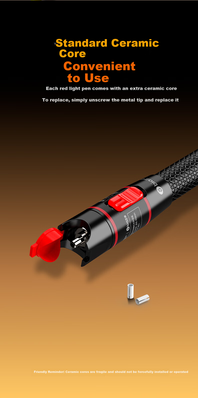 BIAZE Fiber Optic Adapter Telecom Grade FC-LC Red Light Pen Round to Square Converter Optical Power Meter Red Light Integrated Extension Connector Coupler FC Male to LC Female 7