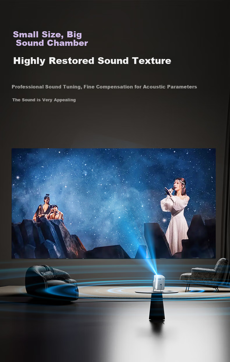 Weiying V3Pro High-Definition Projector with Gimbal, Home Living Room Bedroom Theater, Outdoor Portable Projector (1080P Physical Resolution, Ultra-High Definition) 8