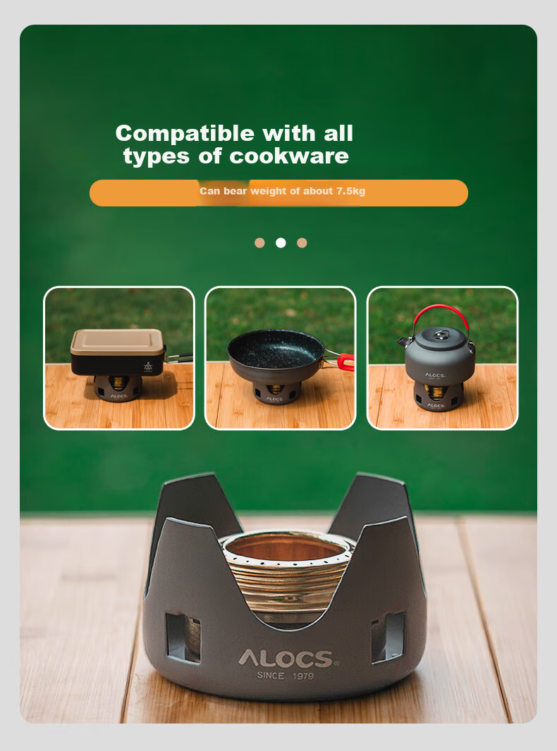 ALOCS Outdoor Camping Alcohol Stove, Portable Solid-Liquid Alcohol Burner Head, Self-Driving Tour Picnic Stove 3