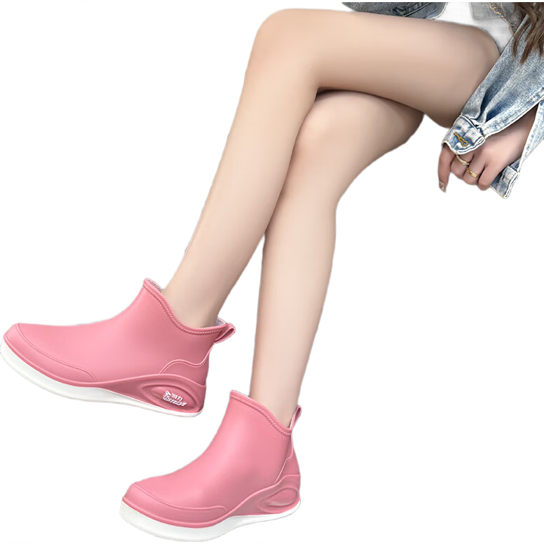 Warrior Women's Short Rain Boots Low Cut Waterproof Non-Slip Fishing Chef Shoes 3533 Pink Size 38