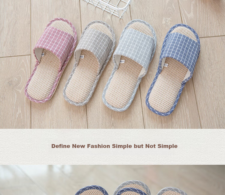 Huili Slippers for Men And Women, Linen Sandals, Couple's Home Casual Lightweight Breathable Sweat-Absorbing Thick-Soled Wear-Resistant Floor Slippers, Classic Mesh Style HL1036 Light Gray Size 44 to 45 2