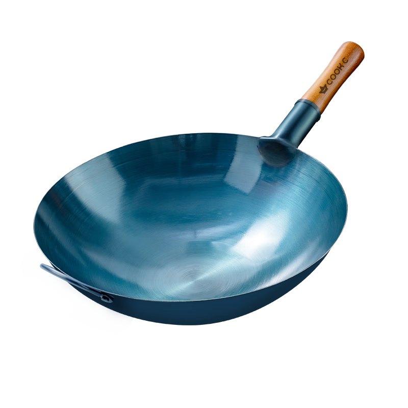 CHUI DA REN Zhangqiu Handmade Forged Iron Wok Round Bottom Traditional Stir-Fry Pan No Coating Non-Stick Gas Stove Compatible No Lid 38cm