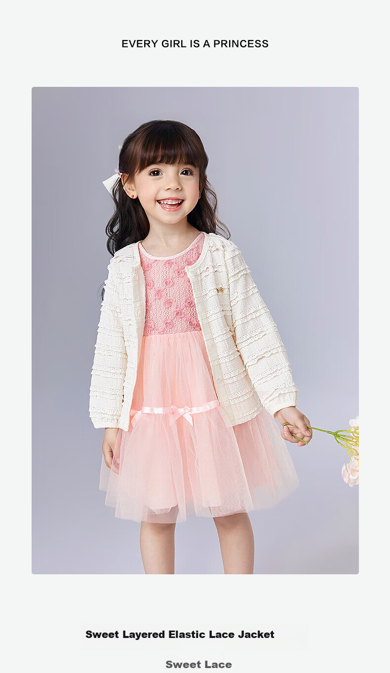 DEESHA Girls' Outerwear, Summer 2025, Sweet Style Knitted Jacket for Baby Girls, Stylish, Sky Blue, Size 100 2
