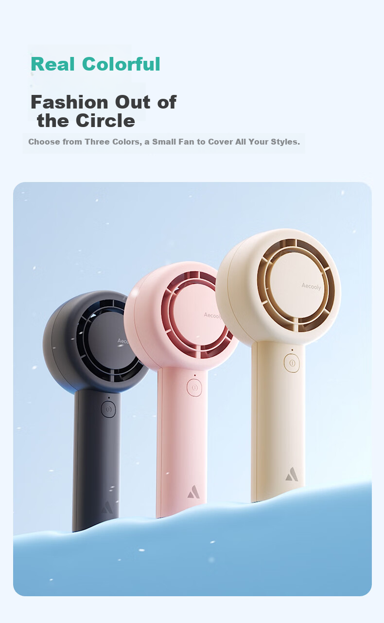 Aecooly Mini Portable Handheld USB Turbo Rechargeable Quiet Small Fan for Summer Office Desktop Student Dormitory Long Battery Life 10