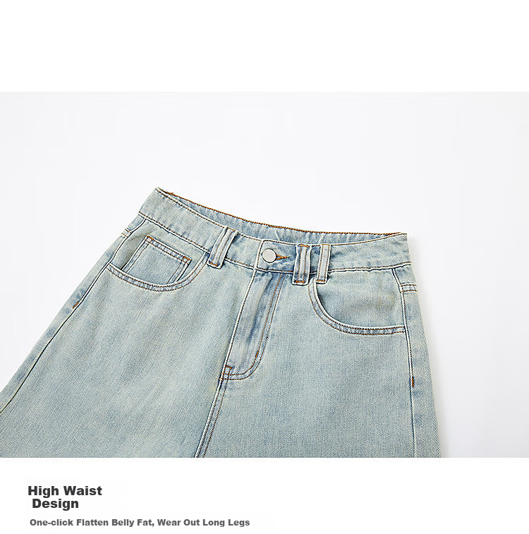 Dme [Vintage Fading Craft] Spring Cotton Soft High-Waisted Wide-Leg Relaxed Fit Women's Jeans for Spring 5