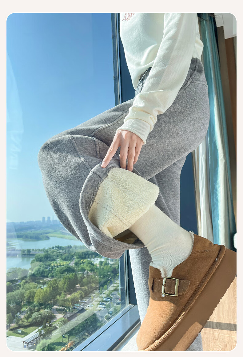 Miiow Women's Casual Wide-Leg Sweatpants 2026 Spring Summer Thin Loose Sports Pants Straight-Leg High-End Gray Slimming 21