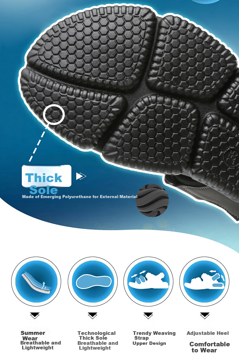 Huili Men's Sandals, Summer Versatile Comfortable Soft-Soled Slippers, Fashionable Outdoor Beach Shoes for Men, 0232 Black Size 41 4