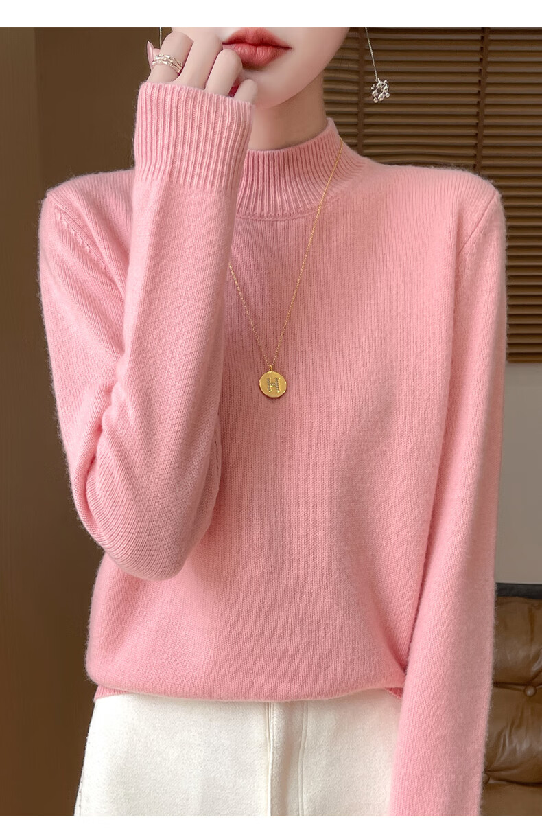 Miiow Women's Half Turtleneck Knit Sweater Autumn Winter Loose Base Layer Stylish Top 2025 New 7