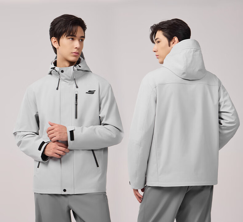 Skechers Men's Jacket 2026 Spring New Casual Hooded Warm Outdoor Water-Repellent Sports Windbreaker 10
