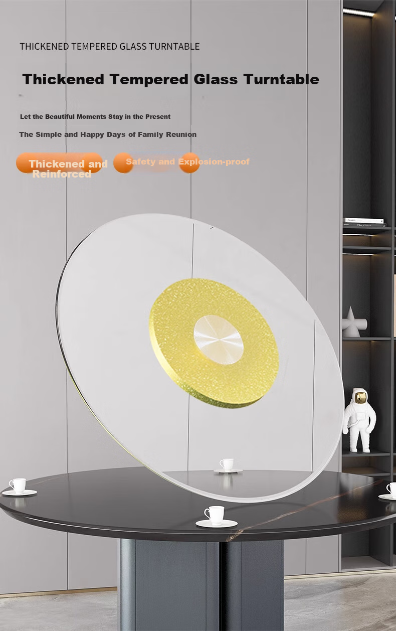 Yilinju Dining Table Lazy Susan, Tempered Glass Turntable for Home Use, Round Table Rotating Plate, Household Dining Table Swivel Plate, Home Use 98 1