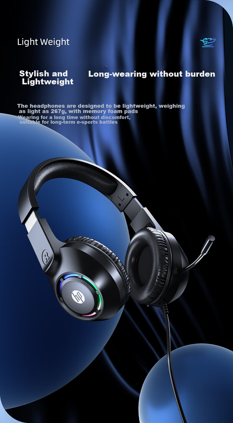 HP DHE-8013 Wired Headphones, Noise-Cancelling Stereo Surround Gaming Headset, Suitable for Study And Entertainment on Computers And Laptops, Changwan Triangle 5