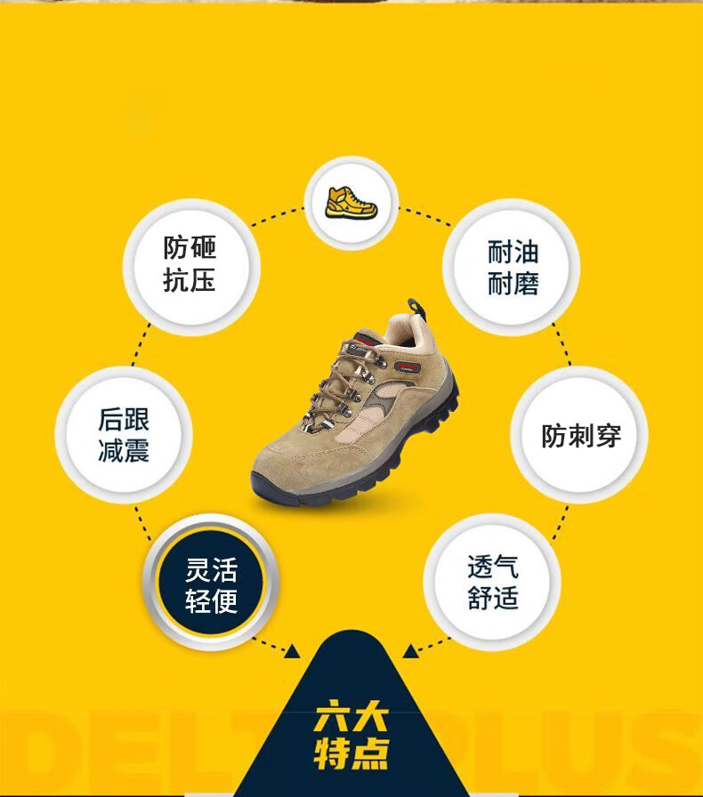 DELIXI ELECTRIC Men's Safety Work Shoes Superfiber Leather Steel Toe Cap Anti-Smash Steel Plate Anti-Puncture Slip-Resistant Durable 4