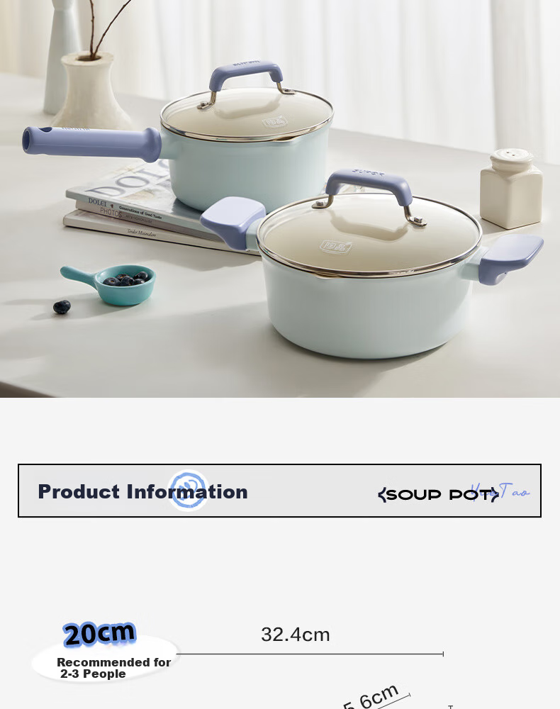 SUPOR Titanium-Containing Non-Stick Soup Pot 24cm Milk Pot for Stewing Meat And Making Soups Compatible with Induction Cooker And Gas Stove ET24LBN02 16