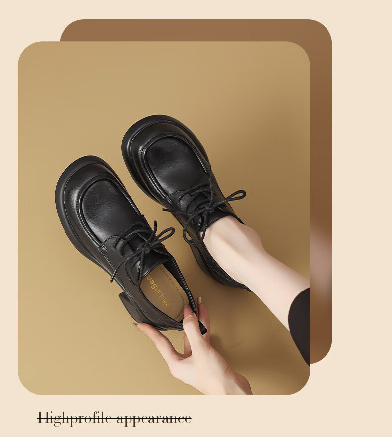 MULINSEN Women's Autumn Winter Fashion Versatile Loafers Thick Sole Height Increasing Commuter Leather Shoes Black Size 39 9