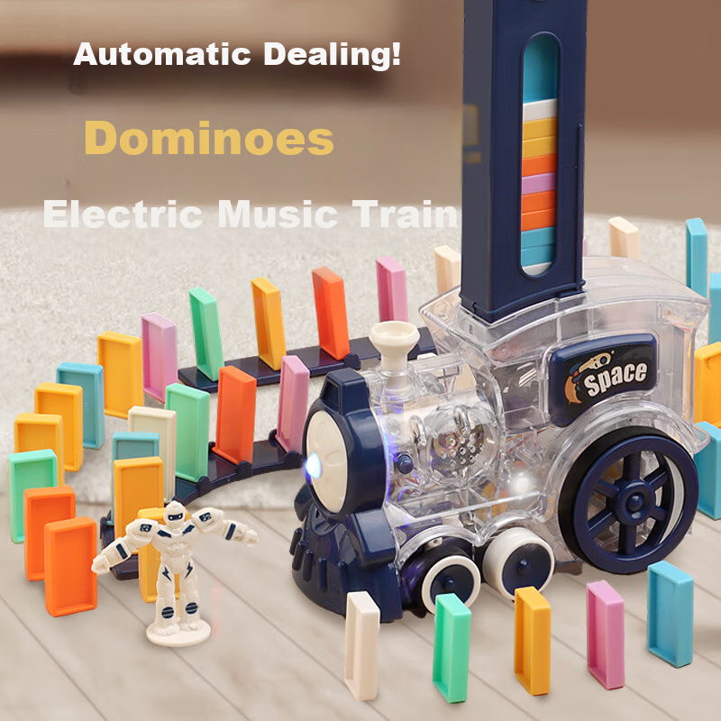 Maggic Seed Children's Educational Electric Toy, Dominoes, Small Train, Automatic Card Dispenser, Building Blocks, Boys' New Year Gift