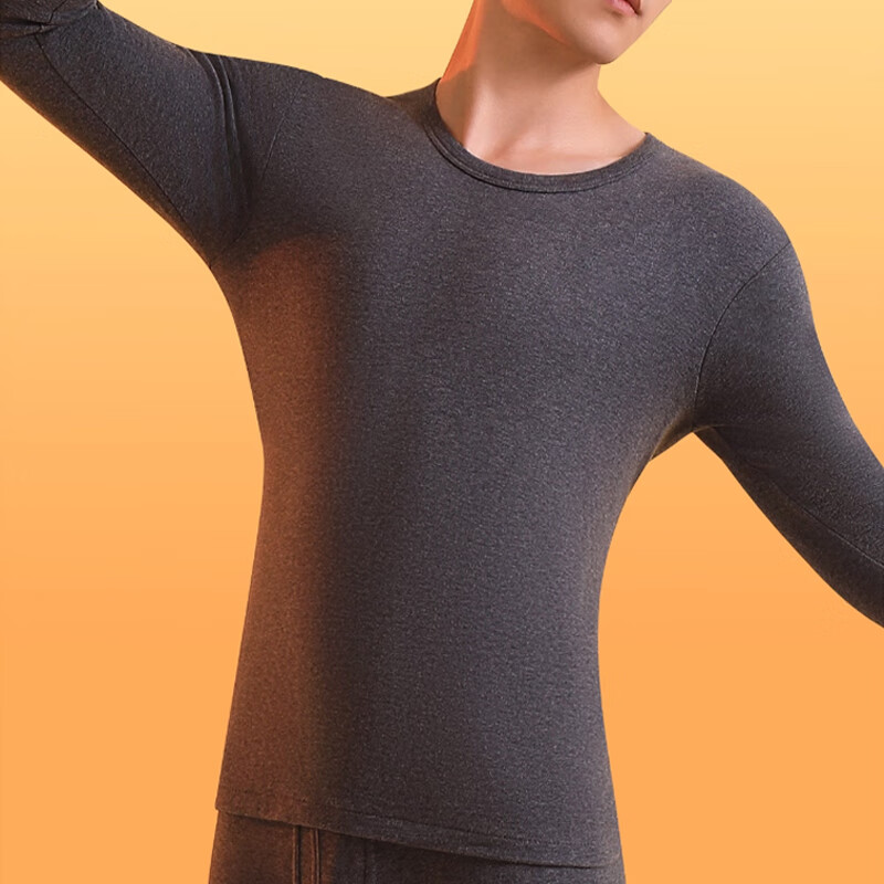XUEXIMAN Men's Autumn Winter Pure Cotton Thermal Underwear 10A Antibacterial Crew Neck Thin Cotton Wool Warm Set