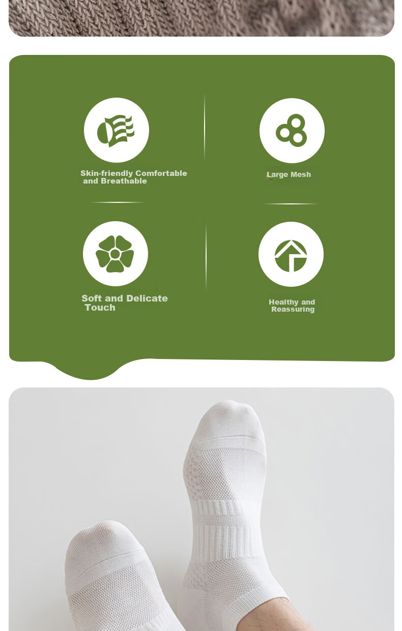 Mianmanman Men's Socks, Xinjiang Cotton Socks, Mesh Breathable Sweat-Absorbing Thin Summer Waist-Cinching Massage Bottom Short Socks, 10 Pairs 4