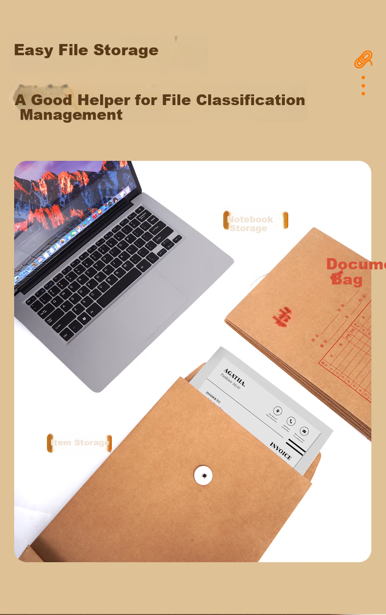 SIMAA 50 A4 Mixed Pulp 150g Kraft Paper File Folders, 3cm Side Width Document Envelopes, File Protection Receipt Storage, Office Supplies, PP411 1