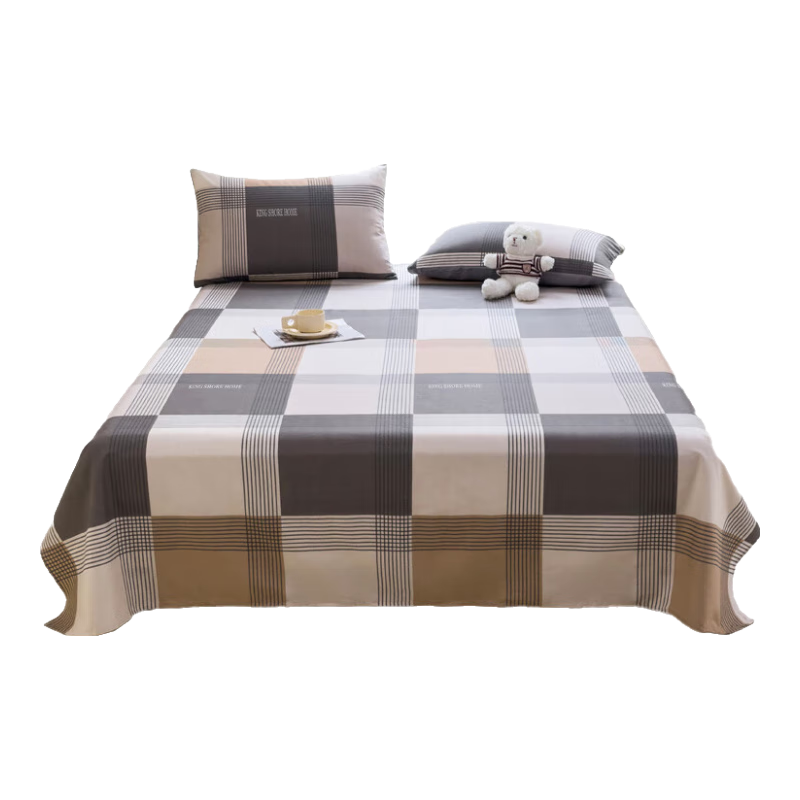 KING SHORE Class 7A Antibacterial 100% Pure Cotton Bed Sheet, Single Piece, Solid Color, Adult Size, 230*245cm, Zhi Meng