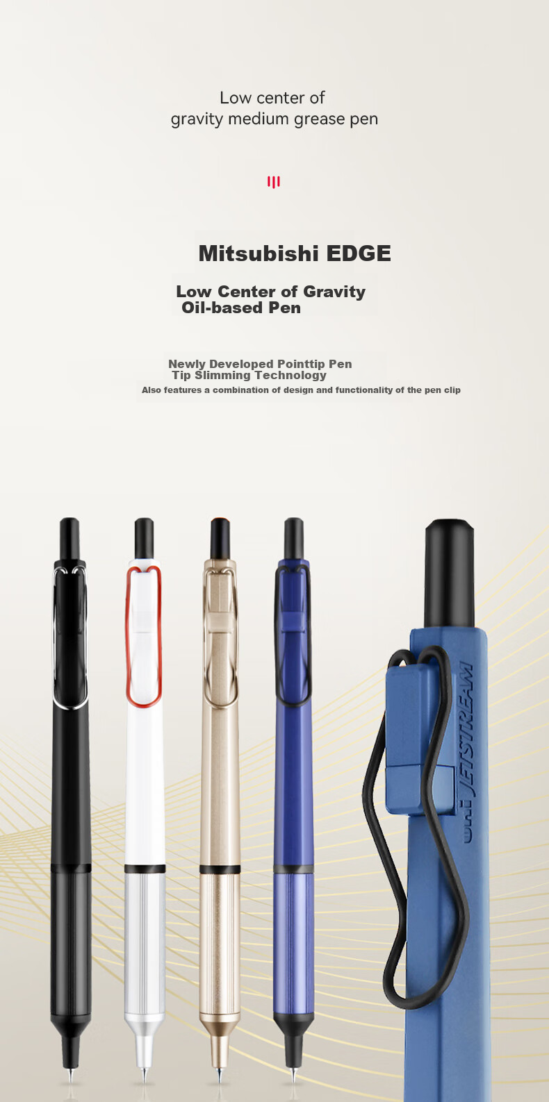 Uni Mitsubishi Ballpoint Pen with Metal Grip, Low Center of Gravity Office Business Pen, Medium Oil Ink, SXN-1003 0.28mm, Navy Blue Barrel 1