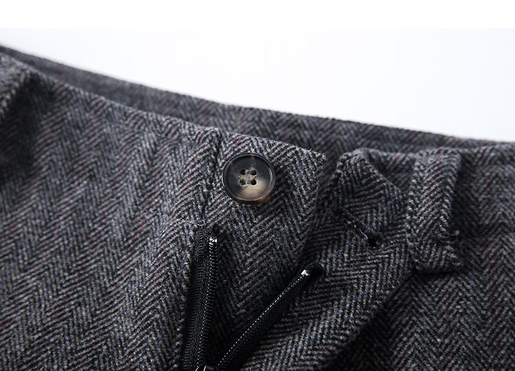Demana Luxury Feel Wool Blend Winter Simple Style Straight Leg Cropped Herringbone Slimming Women's Casual Pants 4