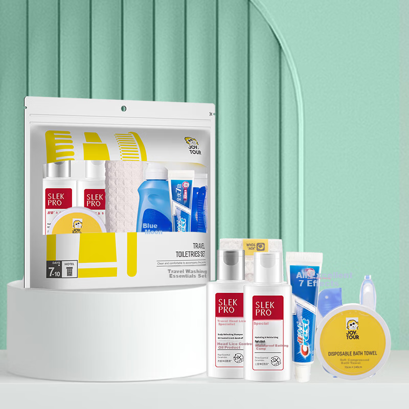 JOYTOUR Travel Toiletry Set Portable Toothbrush Toothpaste Towel Mouthwash Cup Wash Kit Five-Piece Set
