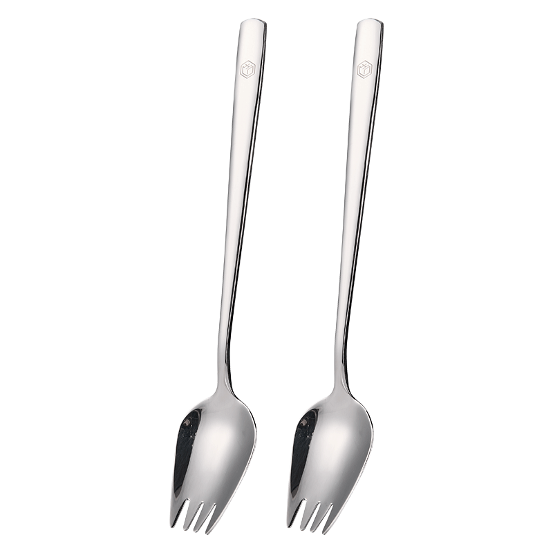 JD Jingzao 304 Stainless Steel Multifunctional Fork and Spoon Set, 2 Pieces, Multipurpose Fruit Fork and Dining Spoon