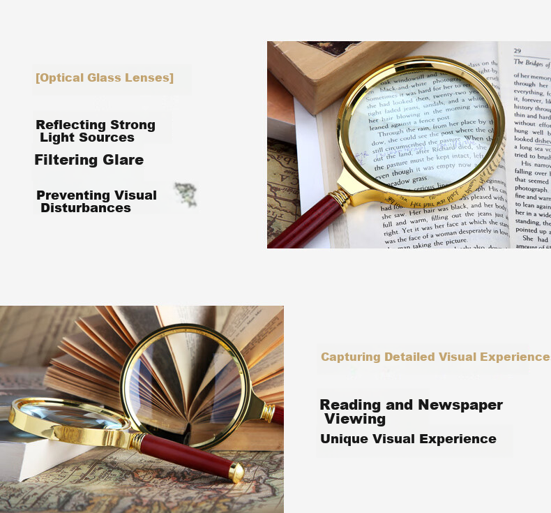 BIJIA Optical Magnifying Glass with Light for Elderly And Children's Reading, High Definition High Magnification Identification Specialized Efficient Portable Magnifier 5