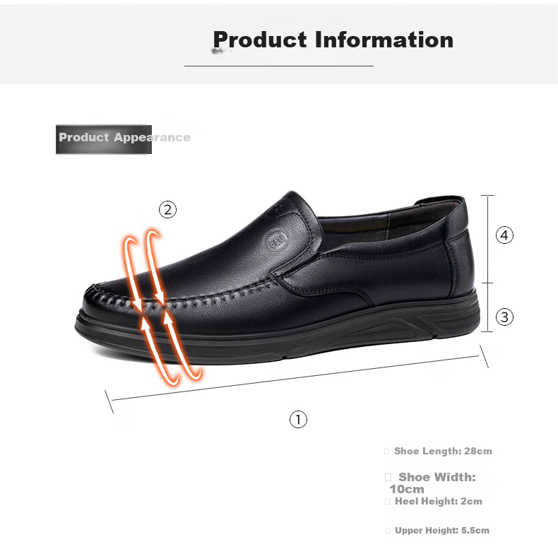 LAORENTOU Men's Formal Business Shoes, Top-Grain Leather Casual Slip-On Driving Dad Shoes LA11079 Black 42 4