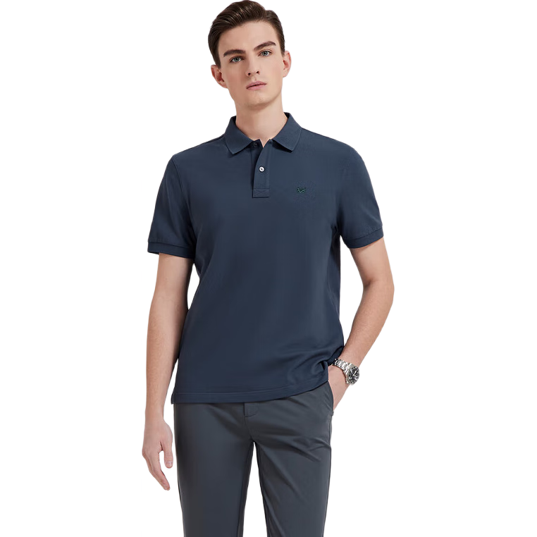 Youngor Breathable Cotton Summer Men's Short Sleeve Polo Shirt Business Casual Cool Moisture-Wicking Breathable L Dark Green