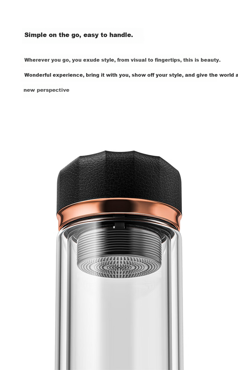 LEIDFOR G1 Double-Layer Glass Cup, Large Capacity Insulated Tea Mug for Men, Office Water Bottle, 400ml, Mid-Autumn Festival Gift 5