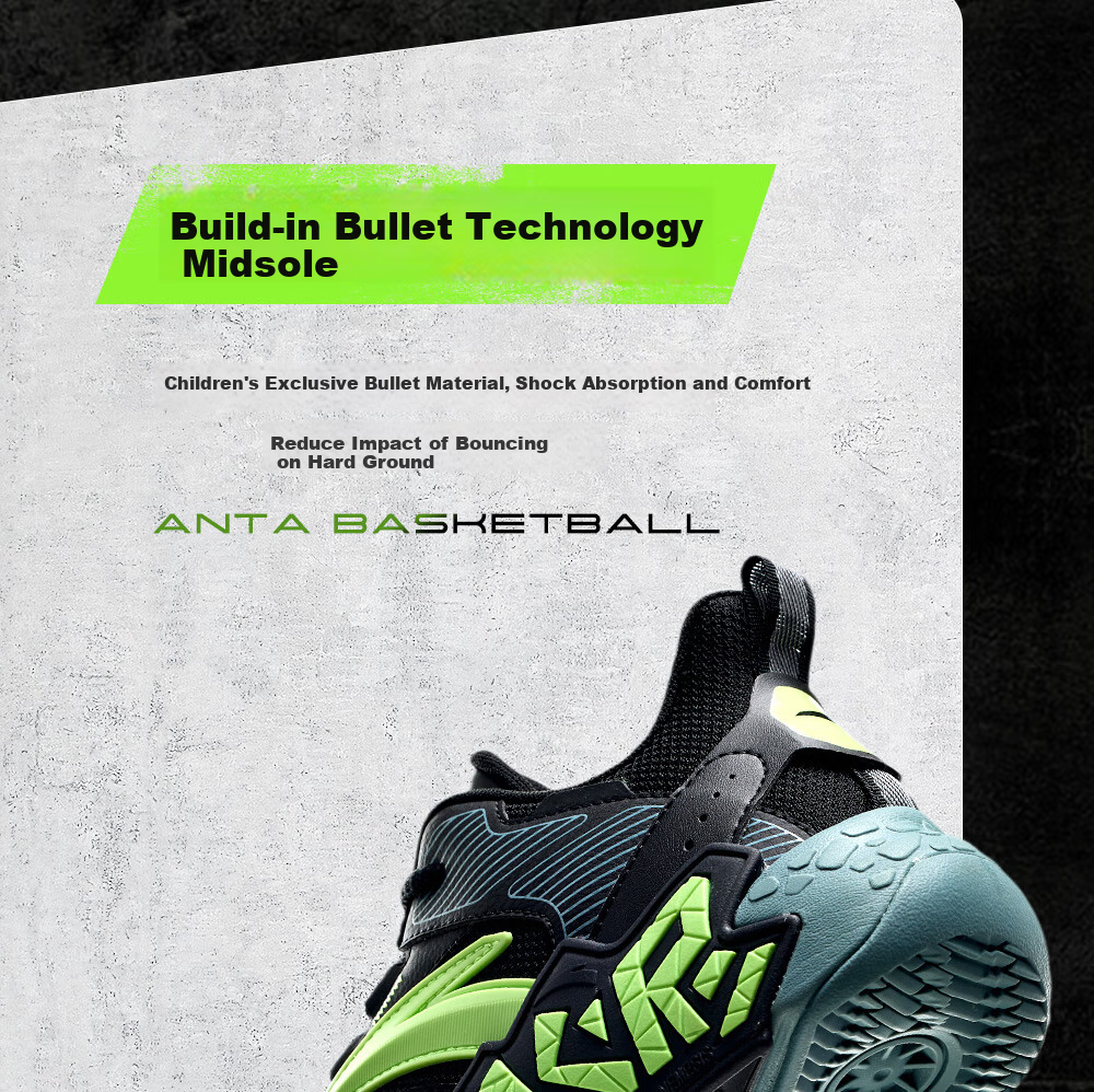 ANTA Children's Sports Shoes for Boys, Big Kids' Size 25, Autumn And Winter Professional Performance Durable Cement Basketball Shoes A12541103 41