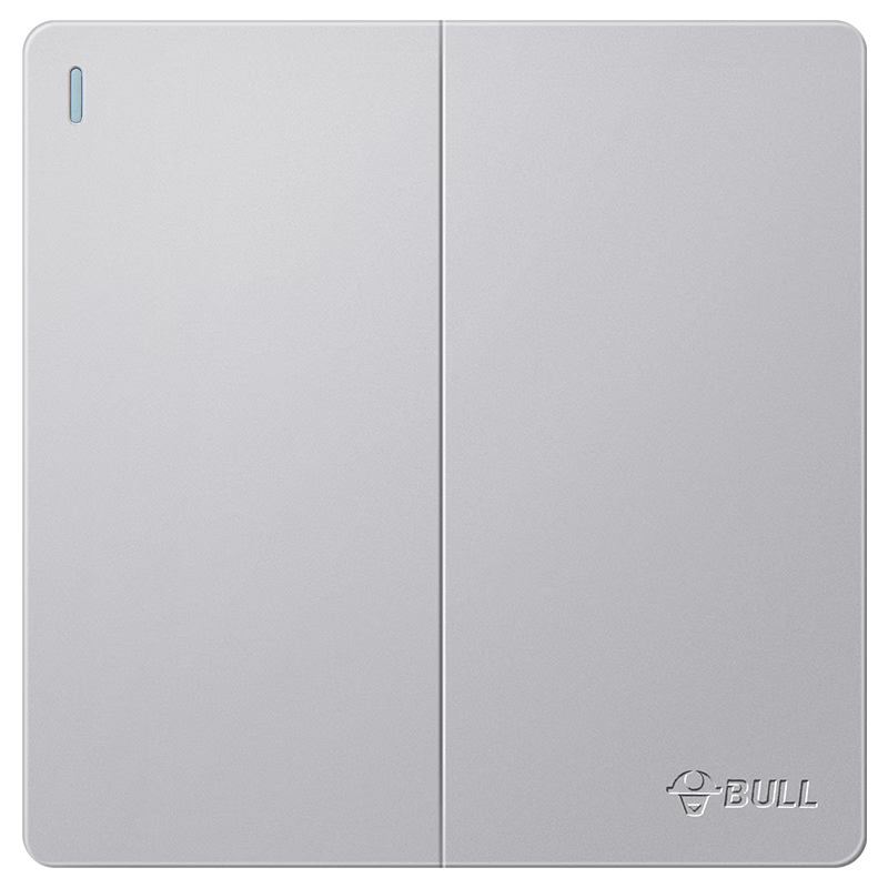 BULL Switch Socket G12 Series, Two-Gang Single-Control Switch, 86-Type Panel G12K211, Cream-Colored Space Silver