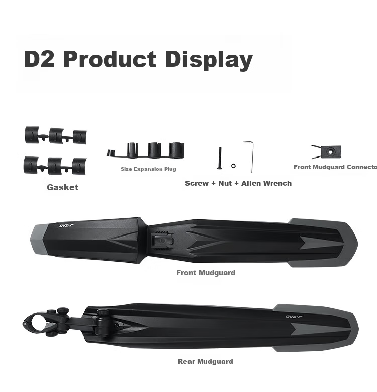 JD Original D1 Bicycle Mudguard for Mountain Bike And Road Bike, Quick Release, Widened And Lengthened, Mud Removal Accessory, Black 8