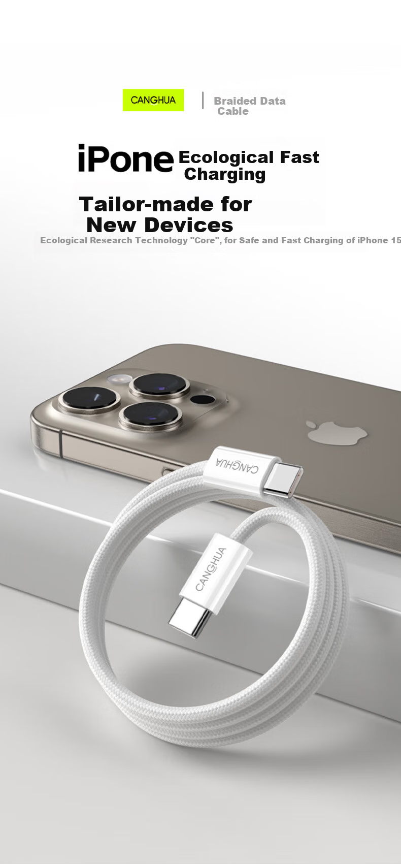CangHua [Car Spring Retractable] Compatible with Apple IPhone 18/17/16/15 Charging Cable, Dual-Head Type-C Data Cable, PD60W Fast Charging, Ctoc Phone Car Carplay 1