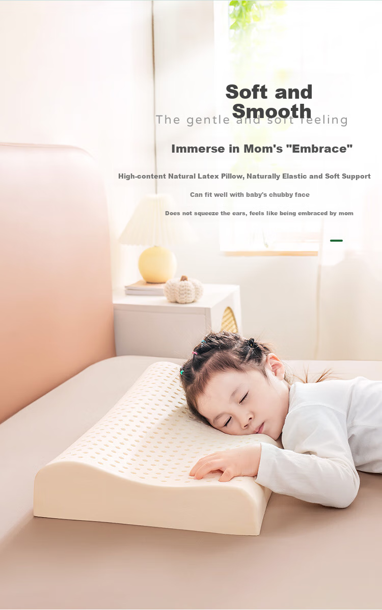 Jinxiangshu Thai Imported Latex Pillow, Cervical Pillow, Rubber Sleeping Pillow, Breathable Wave Pillow for Children And Teenagers, Ages 1-6 12