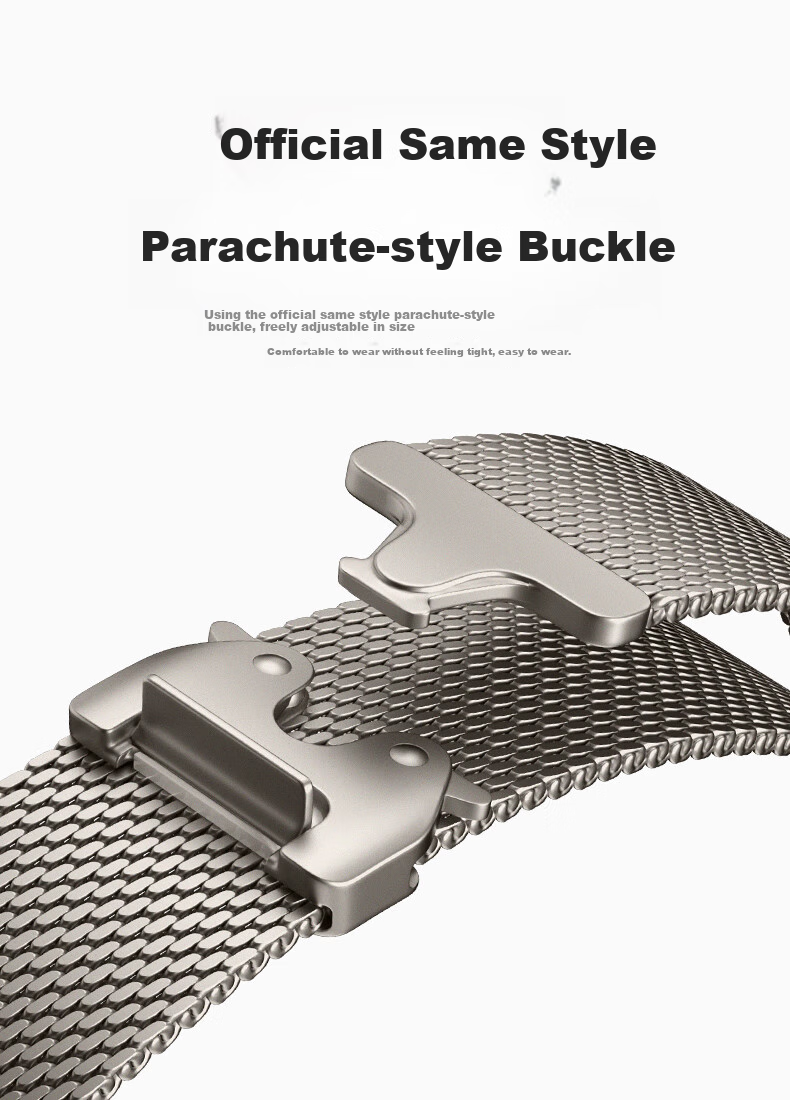 BHO [Parachute Buckle Milanese Loop] Compatible with Apple Watch Band, Apple Watch Ultra 4 Band, IWatch S12/S11/10/9/SE3 Metal Strap 2