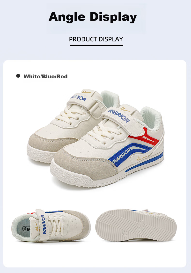 Warrior Children's Shoes, Boys' White Sneakers, Spring And Autumn Girls' Skateboard Shoes, Kids' Soft-Soled Casual Shoes, WZ(CL)-1182, Beige Wine Red, Size 32 18