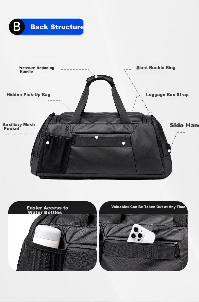 VICTORIATOURIST Multifunctional Travel Bag for Men, Large Capacity Sports Fitness Bag, Handbag with Wet And Dry Separation, Short-Trip Business Trip Backpack 6