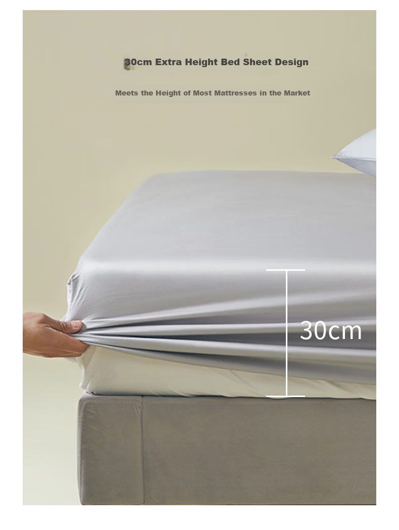 MIDO HOUSE Mingdu 60-Piece Pure Fitted Sheet Set, Full Bed Cover, Mattress Protector, Protective Cover, Dirt-Proof Pad, Bed Cover, 1.8x2 Meters, Moonlight Gray 6