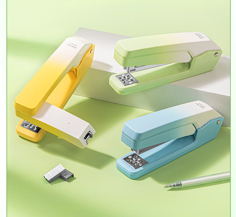 Deli 20-Page Fashionable Rotating Stapler/Stapler, Student Homework Notebook with Center Binding, Compatible with 24/6 Staples, School Supplies, TA304 Gree 2