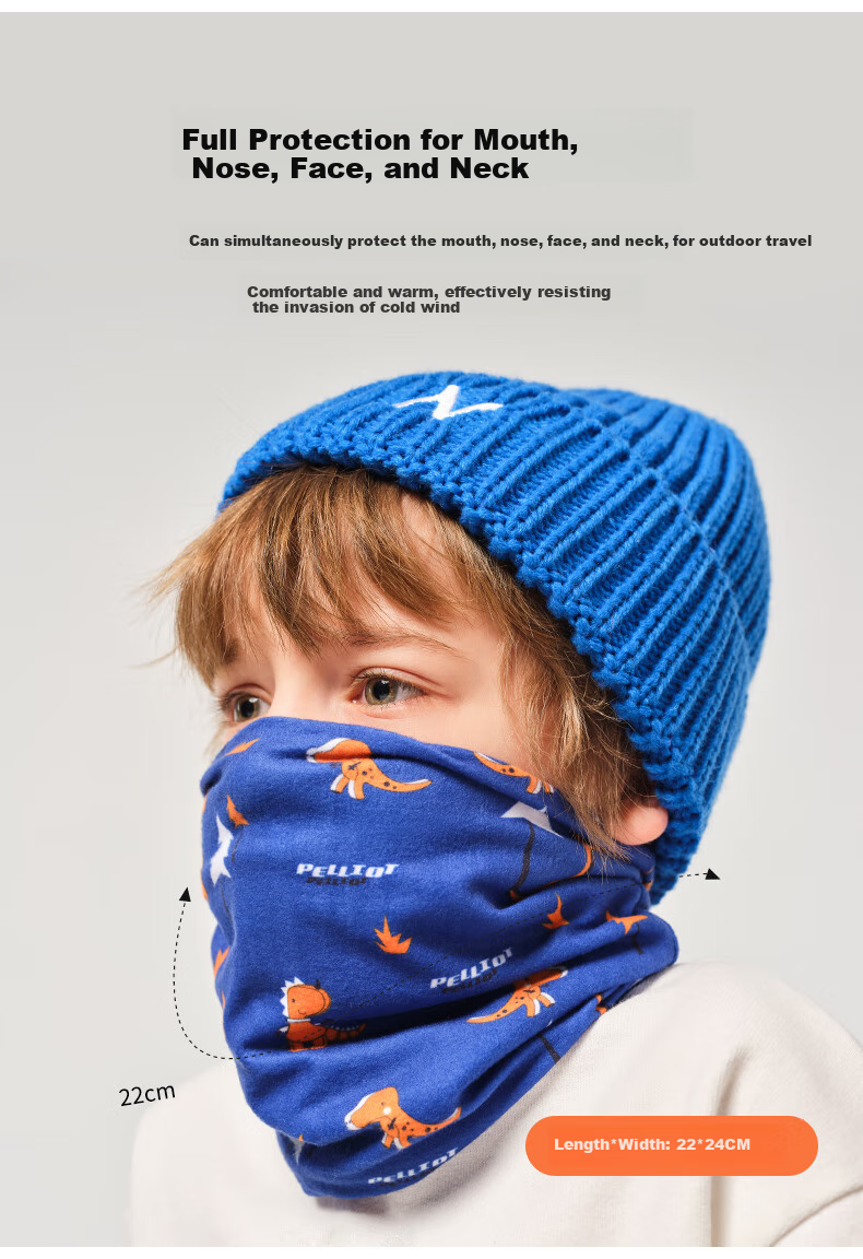Pelliot Neck Gaiter for Children, Unisex Cold Protection Face Mask, Magic Headband, Dust-Proof Multifunctional Balaclava, 16143205 Blue 3